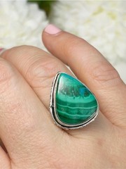 Southwest Malachite Chrysocolla Ring Size 9 1/4 9.25 Sterling Silver 925 Overlay