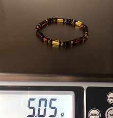 Amber Bracelet Gift Big Size Unisex Baltic Amber Beads Tablet Barrel Round 7645