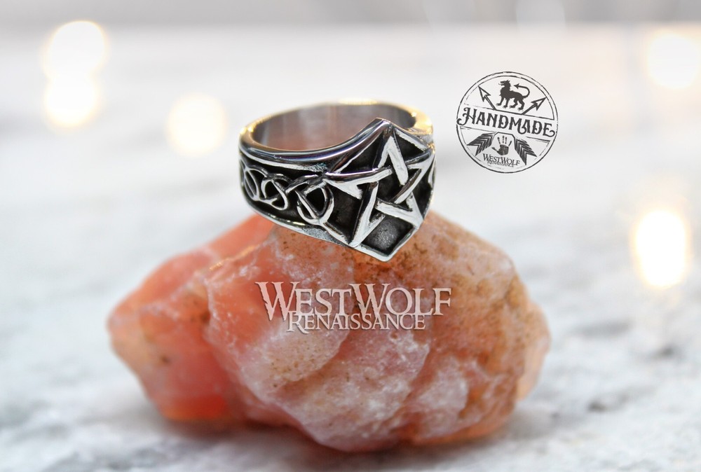 5-Pointed Star Pentagram Ring – US Sizes 7/8/9/10/11/12 – Pagan/Wiccan/Magic
