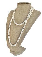 Striking Chiclet Shaped Howlite 15 mm by 9 mm Bead Necklace, 46″ Long