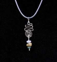 Petoskey Nugget, Leland Blue, Frankfort Green Slag Glass Pendant / Necklace
