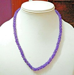 Natural Amethyst Gemstone Beads 925 Sterling Silver Handmade Twisted Necklace