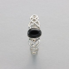 Oval BLACK ONYX Celtic Ring 925 STERLING SILVER Natural & Genuine Gemstone #2e