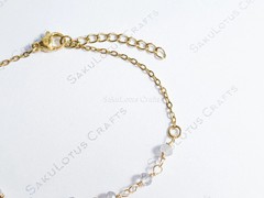 Dainty 3mm Natural Gemstone Bracelet 18K Gold Silver Steel Birthstone Gift Idea
