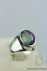 Size 6.5 Oval Cut 13 CARAT MYSTIC TOPAZ 925 Sterling Silver Ring r378