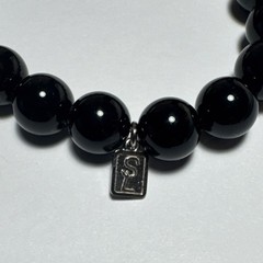 Sheryl Lowe Onyx Beaded Bracelet with 5 Diamond Rondelles 10mm New Without Tags