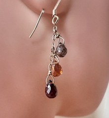 Faceted Gemstone Briolette Gold Filled Dangle Earrings Garnet Topaz Quartz