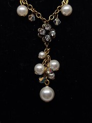 Clara Beau Gold Tone Faux Pearl Beads Crystal Flower Dainty Necklace