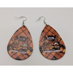 Handmade Fall Truck Pumpkin Autumn Orange Teardrop Earrings Dangle Faux Leather