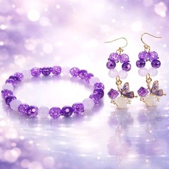 Braclet & Matching Earrings With Butterfly/Rose