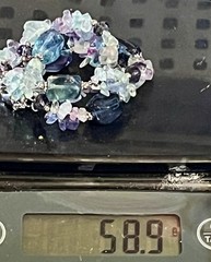 Multi Color Fluorite Beaded Necklace Silver Plated Clasp Green Blue Purple 58.9g