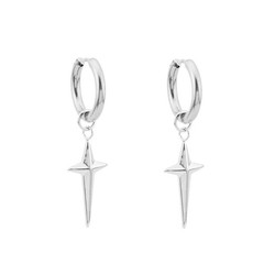 Newzenro Punk Cross Star Dangle Drop Huggie Small Hoop Earrings For Men Women