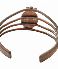 Antique Handmade Seraphinite Solitaire Gemstone Cuff Bracelet Wrap Brass copper