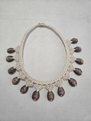 Handmade Macramé Cowrie Shell Necklace Tribal Boho Beach Festival White