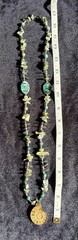 Ancient Ocean Spiral Ammonite Nautilus Beaded Necklace 33in