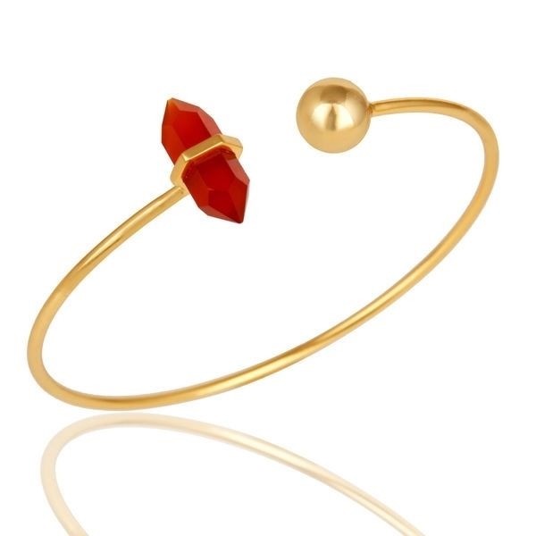Red Onyx Double Terminated Pencil Point Openable Silver Bangle Jewelry