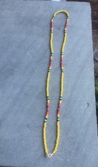 Native American Sunburst Yellow 31”glass seed bead Handmade necklace double wrap