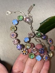 MARIANA Israel Swarovski Crystal Mosaic Flower Silver Plated Choker Necklace