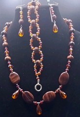 Beautiful Handcrafted Set, Tiger Eye, Orange & Red Fire Polished Crystals 23″&9″