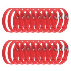 20 Pack Slide Bracelet Wristband 8.2 x 0.3” Silicone Adjustable Bracelet Red