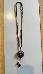 Natural Brown Agate Polished Layer Stone Pendant Brown Woven Rope Necklace BOHO