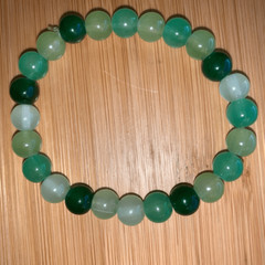 Handmade Glass Bead Strechy String Bracelet Green OSFM 6.2” Spring St Patrick’s