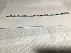 Sterling Silver Southwest Pattern Glass Seed Bead Ankle Bracelet 8.5″