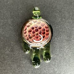 Handmade Art Glass Honeycomb Pendant Translucent Green Borosilicate Heady Pendy