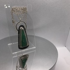 Pendant Sterling Silver & Chrysoprase W/18” Chain