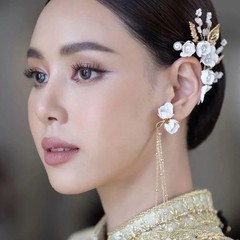 1 Bridal earrings Thai dancer Left earring Thai Lanna Jewelry Wedding Occasion