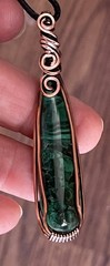 Malachite ~ Handmade copper wire wrapped pendant 6p