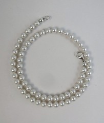 6mm White Pearl Necklace W/ Swarovski Crystal elements 14,16,18,20,22,24,30 inch