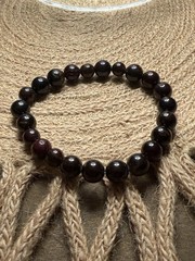 Garnet Stone Beaded Bracelet Dark Red Stone Round