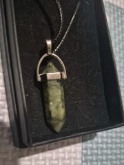 Stone necklace Sphere pendant Green Natural