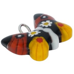 Glass Of Venice Murano Glass Millefiori Small Butterfly Pendant 7/8 Inch Spring