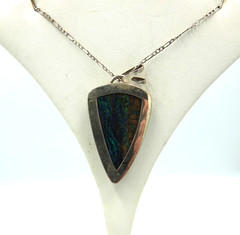 OUT OF THIS WORLD AZURITE, MALACHITE, CUPRITE PENDANT SET IN STERLING SILVER WOW