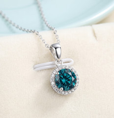 3.60 Ct Certified Blue Diamond Pendant -Great Shine & Bling ! FREE Studs