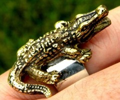 Brass Alligator ring band solid 925 sterling silver size 7 8 9 10 11 12