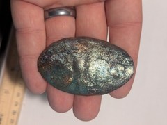 JMAT Handmade Rainbow Copper Large Oval Shield Brooch Lapel Pin