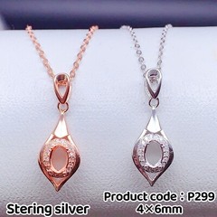 silver 925 pendant empty setting, DIY blank setting,