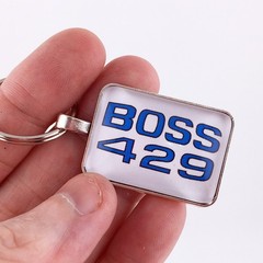 Vintage Ford Mustang BOSS 429 Blue Fender Decal 1″ x 1.25 in Diameter Keychain