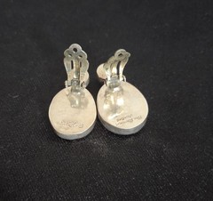Vintage The Dreamer Earrings 925 Sterling Silver Gray Stone & Pearl Earrings