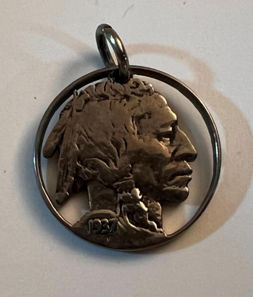 1937 Buffalo Nickel Coin Cut Out Pendant