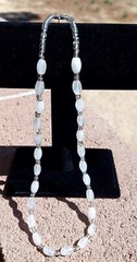 Quartz Necklace Barrel Bead & Clear Glass 20″ Barrel Clasp Closure