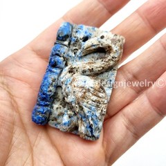 Natural Sodalite Pendant with Carved Egret – Gemstone Pendant Healing Stone