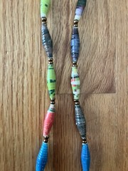 Handmade African Paper Bead Necklace Long Multi Color Eco Friendly boho artisan