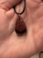 Handmade Pink & Purple Sparkle Resin Teardrop Necklace Boho/dark Glam/goth Style