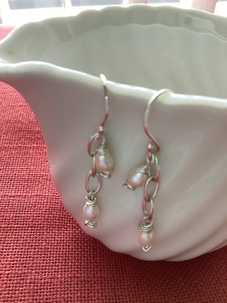 Freshwater Pearls And Sterling Silver Handmade Earrings