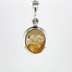 925 Sterling Silver Natural Raw Cut Yellow Citrine Oval Pendant – Rough Gemstone