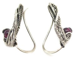 Pair of Garnet and Sterling Silver Ear Pins